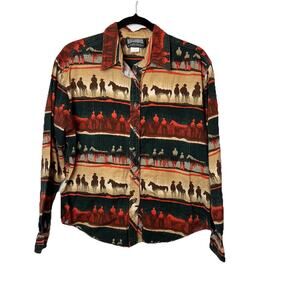 VTG Rough Rider By Circle T Western Cowboy Button Down Shirt Men's Medium USA